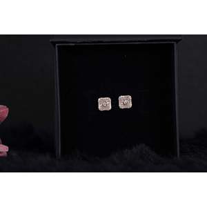 NOVAMART Fine Geometric <b>Turquoise</b> & Diamond <b>Stud</b> <b>Earrings</b> 14k Rose Gold Trendy Sterling Silver 925 Engagement Wholesale Export - Product Image 1