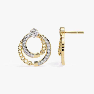 Boucles d'oreilles en argent sterling 925 plaqué or de qualité supérieure avec accents de diamants de laboratoire taille brillant certifiés IGI – Bijoux de mariage tendance - Product Image 1