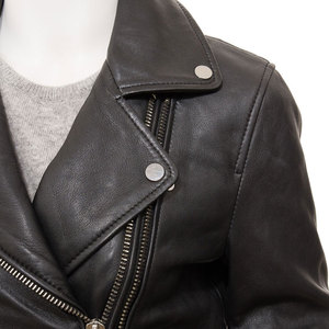 Women's Fully Lined Zip Front Lambskin Leather <b>Jacket</b> Breathable Satin <b>Racer</b> Style Streetwear Elegant Look Waterproof - Product Image 5