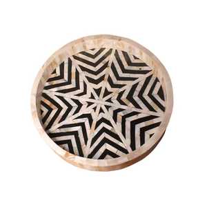 Sultana Grace Handmade Mother of Pearl and Bone Inlay Tray Personalized Luxury Serving Tray Elegant Dining and Kitchen Display - Product Image 2