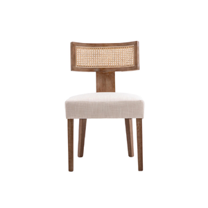 Chaise de salle à manger moderne en teck avec dossier en rotin et assise rembourrée, écologique, pour villa, appartement, restaurant, café - Product Image 4