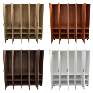 Armoire de classement blanche minimaliste pour bureau à domicile ou usage commercial, en MDF et MFC, avec cinq portes, mobilier de bureau - Product Image 5