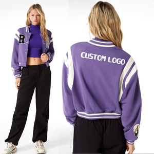 Nouveau style de vestes d'université élégantes et légères pour femmes Elegant Sports Crop College Letterman Respirant Bouton tricoté pour femmes - Product Image 5