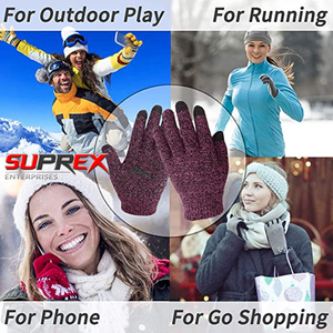Custom Winter <b>Touchscreen</b> Knit <b>Gloves</b> Thermal Anti-Slip Warm Outdoor Eco-Friendly Full Finger Soft Stretch Windproof Cold - Product Image 5