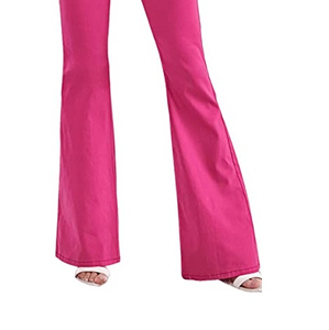 Jean femme évasé Denim pantalon femme ajusté taille moyenne évasé Denim Jean pantalon rose teint meilleure mode Standard pas cher grande taille - Product Image 6