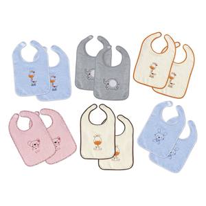 Babero Blanco para Bebé con Diseño de Animales en Tela de Rizo, 20x30, Paquete de 2 Unidades en Colgador, para Bebés de 0 a 12 Meses, con Cierre de Velcro - Product Image 1