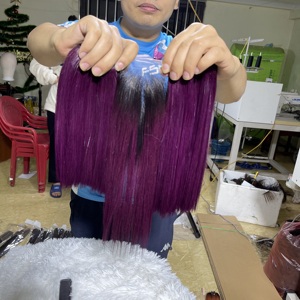 Extensions de cheveux vierges vietnamiennes Remy, lisses, couleur violet, mèches doubles, cheveux humains, cheveux bruts - Product Image 4