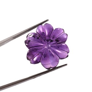 Piedra preciosa de ónix negro tallada a mano, 10MM, forma de flor, piedra suelta Natural, certificado IGI para la fabricación de joyas - Product Image 1