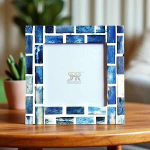 Handmade Creative Blue Bone Inlay for <b>Photo</b> <b>Frame</b> Wall/Tabletop Mount Option Customizable Home Office Decor Gift Use - Product Image 3