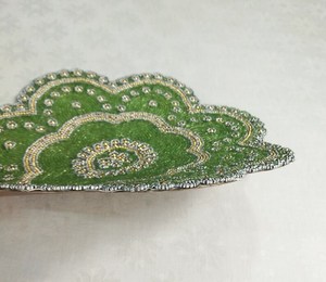 Handmade Green Beaded Placemat with Floral Design Knitted <b>Table</b> <b>Mat</b> for Wedding Centerpiece Decor Export Quality - Product Image 4