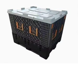 Classic Style Collapsible Fish Sleeve Container <b>Bin</b> Foldable and Stackable Plastic Storage with Insulated <b>Lid</b> Rectangle Shape - Product Image 5