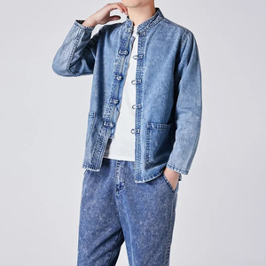 Custom Loose Fit Vintage Top Trending Best Jeans Set Hombres Trending Denim Jacket Jeans Set Pantalones de alta calidad Denim Baggy Jeans - Product Image 1