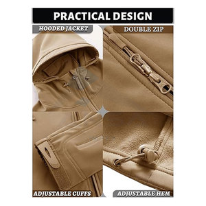 Men Windproof Fleece <b>Hooded</b> <b>Soft</b> <b>Shell</b> <b>Jacket</b> Waterproof Breathable Winter Sportswear for Outdoor Activities - Product Image 5