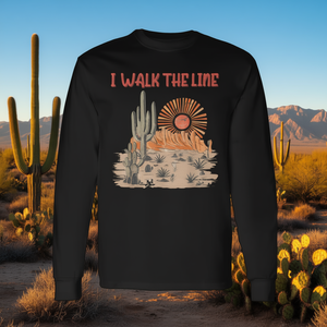 T-shirt à manches longues Western Rodeo avec motif Cactus Mignon, I Walk This Line, Howdy & Montagnes, pour usage promotionnel - Product Image 3
