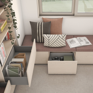 Emuca vertice cassetto esterno in acciaio 350 mm regolazione dell'altezza 3D (131 Mm) 40 kg capacità verniciato alluminio-ferramenta da cucina realizzata - Product Image 2