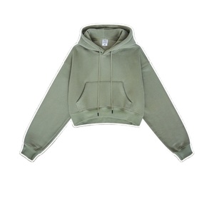 Women Crop <b>Top</b> Hoodie Logo Printing Long <b>Sleeve</b> Zipper Hoodie Sweatshirts Women Crop <b>Top</b> Hoodie Zipper up Cropped Custom Pockets - Product Image 2