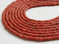 Perles de corail rouge italien certifié, lisses, forme Heishe, type pièce de monnaie, brin de 16 pouces, 4-5 mm, pour la fabrication de bijoux en gros et le bricolage