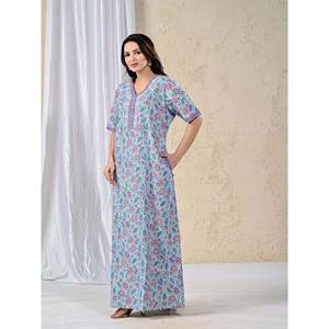 Camisón de Algodón Gris Cómodo para Mujer, Tejido de Popelina Suave, Cierre con Botones o Cordón, Talla XS, para Ropa de Dormir de Verano - Product Image 5