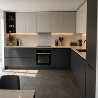Meubles de cuisine modernes sur mesure, noir mat, solution de rangement modulaire complète pour toute la maison