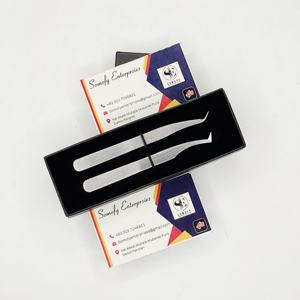 Pince à épiler d'extension de cils en acier inoxydable japonais de haute qualité professionnelle nouvelles formes ensemble Non magnétique argent mat denté - Product Image 6