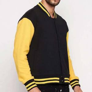 Vestes de baseball décontractées pour hommes avec logo personnalisé OEM, style vintage, lettres brodées, manches en cuir, vestes pour hommes - Product Image 4