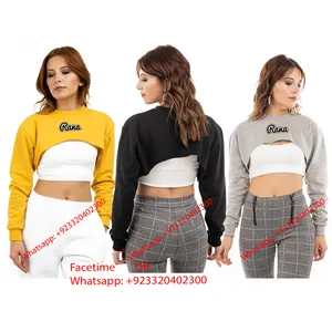 Cut Out Backless Short Sweatshirt Women Long Sleeve Drawstring Hoodies Casual Pullover Crop Top Hoodies