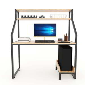 Integrated CPU Shelf and Bookshelf Computer <b>Desk</b> <b>Simple</b> Design PC <b>Desk</b> with Folding Feature and Drawer for Hotel Use COD68040 - Product Image 2
