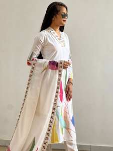 Haute qualité ethnique mousseline coton costume ensemble pour femmes impression numérique robe prête à l'emploi en gros en vrac pas cher taux Style pakistanais - Product Image 4