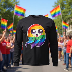 Camiseta de Manga Larga LGBTQ con Arcoíris Fantasma, Camiseta Promocional del Orgullo Gay - Product Image 3