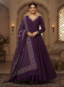 Conjunto de Salwar Kameez de Seda Jalpari con Lentejuelas Dori, Falda Palazzo de Cuatro Puntos y Cinco Metros con Estampado Digital, Dupatta de Seda para Fiesta, Estilo Bollywood - Product Image 2