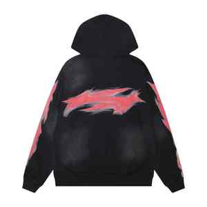 Sudadera con capucha y cremallera para hombre, bordada, con estampado lavado a la piedra, 100% algodón, transpirable, para gimnasio, fin de semana, actividades al aire libre, invierno, para usar en capas - Product Image 5