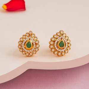 Vintage Style <b>Silver</b> Temple Earrings Trendy Religious Stainless Steel <b>Studs</b> with Floral Bezel Setting for Wedding Occasions - Product Image 6
