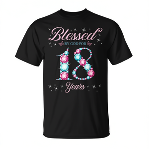 Camiseta de Cumpleaños Número 18 para Mujer, Estampado 'Blessed by God for 18 Years', Camiseta Promocional Premium - Product Image 2