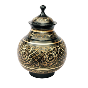 Urne de crémation humaine adulte de Style américain traditionnel cercueil de stockage de cendres en métal avec mémorial de gravure noir mémorial funéraire - Product Image 4