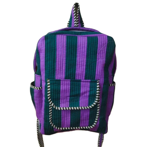 กระเป๋าเป้สะพายหลังมีซิปกันขโมยทำจากผ้าฝ้ายโบฮีเมียนทำด้วยมือสำหรับเด็กผู้หญิงชาวอินเดียเป็นมิตรกับสิ่งแวดล้อมใช้ในฤดูร้อน/ฤดูใบไม้ผลิและใช้ในโรงเรียน - Product Image 1