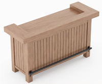Mesa de Bar Plegable Ajustable y Resistente de Madera de Teca Sólida con Cajones para Almacenamiento de Vino, Diseño Moderno para Exteriores |   Mueble Bar Java Hecho a Mano