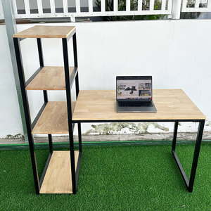 UBAN FD68038 <b>Computer</b> <b>Desk</b> with Bookshelf 134x60x132cm Solid Wood Laptop Table Simple Design Gaming <b>Desk</b> for Hotel Use - Product Image 4