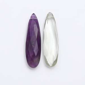 Venta caliente amatista cristal cuarzo larga lágrima Briolette 6 pares emparejados cuentas de pera facetadas pendiente suelto naturaleza cristal - Product Image 2