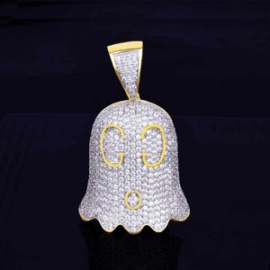 Colgante de cara de fantasma de oro de 18 quilates de Hip Hop de lujo con diamantes helados de moissanita encantos de estilo lindo para pedidos B2B a granel - Product Image 2