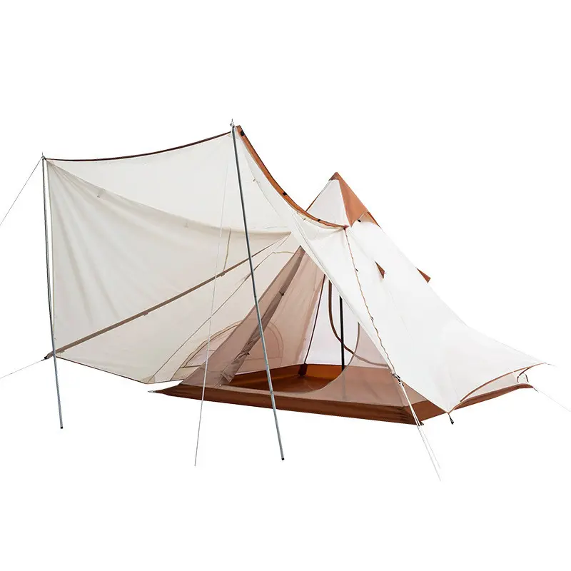Piramit çift katmanlı hint tarzı kamp çadır UV koruma tuval ve Oxford kumaşlar açık tente ile su geçirmez barınak