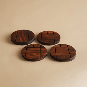 Natural Acacia Wood Coasters Eco-Friendly Durable Stylish <b>Protects</b> <b>Furniture</b> Set of 6 Ideal for Coffee Tea and Drinks - Product Image 1