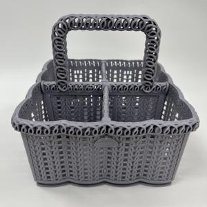 <b>Wholesale</b> OEM ODM Sculpted Designer Plastic Storage Basket with Handle Tasteful <b>Domestic</b> Utility Basket & Boxes - Product Image 4