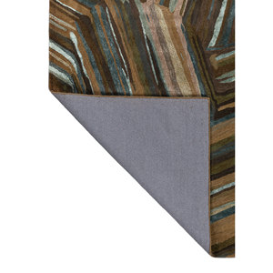 พรมขนสัตว์ผสมวิสโคสทอมือลายเส้นนามธรรมรูปสี่เหลี่ยมผืนผ้า รุ่น Genesis Blue ขนาด 9x12 นิ้ว รหัส TR-13529 สำหรับตกแต่งบ้าน ห้องนั่งเล่น ทางเดิน หนา 10 มม. - Product Image 5