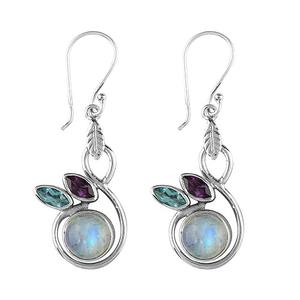 ต่างหูแบบห้อย925สีเงินสเตอร์ลิงสีทองประดับพลอยบุษราคัมสำหรับงานเลี้ยงงานแต่งงานของผู้หญิง - Product Image 1