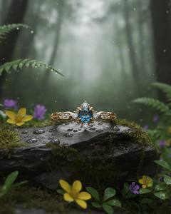 แหวนเงินแท้ 925 ประดับเพทายสีน้ำเงิน พร้อมหินตกแต่งสีขาว ดีไซน์หรูหราสำหรับสุภาพสตรี ขายส่งแหวนพลอย - Product Image 4