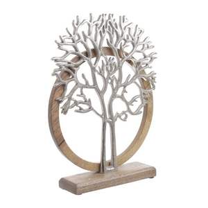 Décoration de maison personnalisée en forme d'arbre en métal Dessus de table en aluminium argenté de haute qualité avec base en bois - Product Image 3