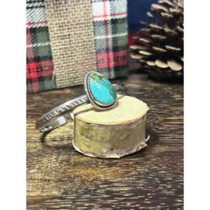 Southwest #20 Kingman Turquoise & Sterling <b>Silver</b> <b>Cuff</b> <b>Bracelet</b> Fashion Jewelry for Men & Women - Product Image 4