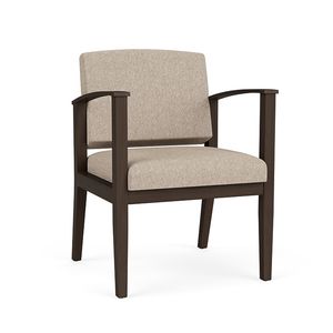 Lesro AW1101 Chaise d'invité en bois de teck amherst rembourrée en vinyle de couleur marron foncé pour une utilisation en intérieur. - Product Image 6