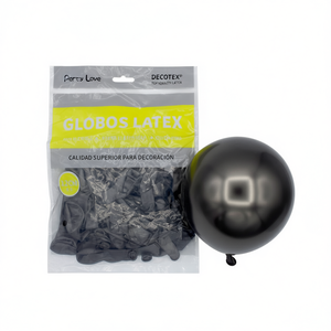 Globos de Látex Party Love de 12 cm, Negro Cromado R5, para Decoración - Product Image 2