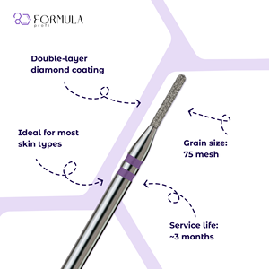 Formula Profi Precision <b>Mini</b> Rounded Cylinder Diamond Nail <b>Drill</b> Bit 1.0 mm Violet PRO for Cuticle & Sidewalls - Product Image 2